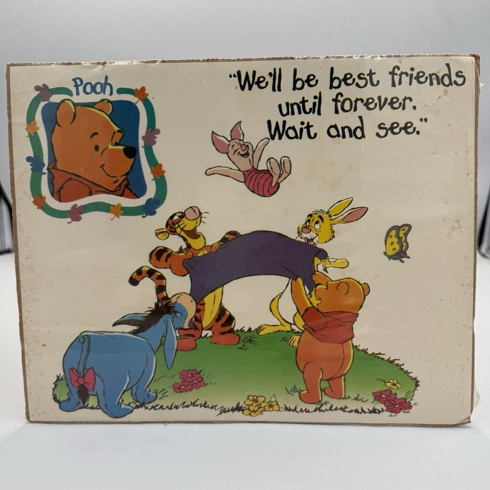 Vintage Walt Disney 90's Poster Print Winnie the Pooh Tiger Eeyore Piglet